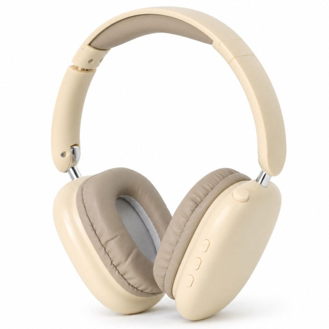 Auriculares bluetooth inalámbricos plegables beige