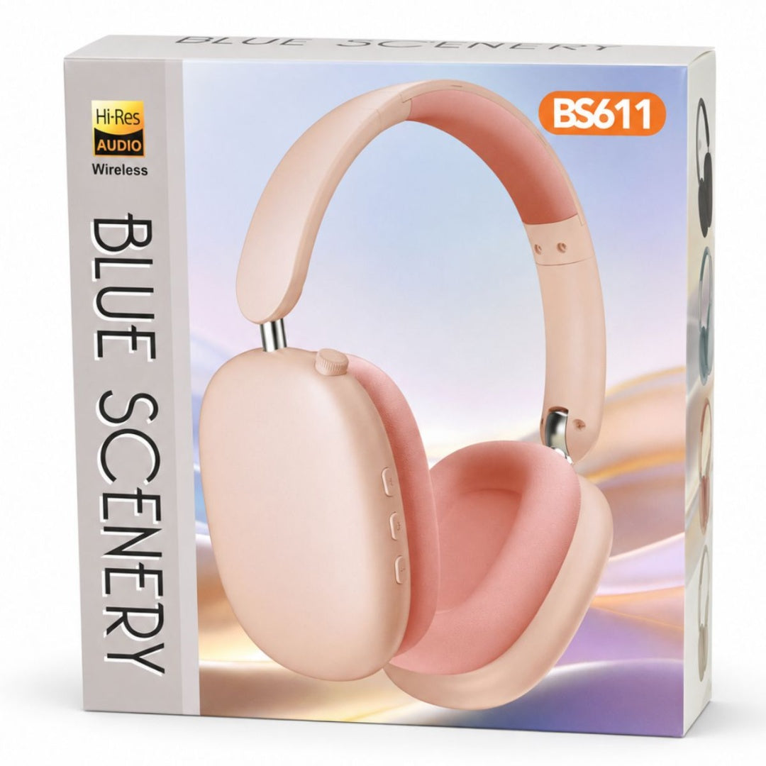 Auriculares bluetooth inalámbricos plegables celeste