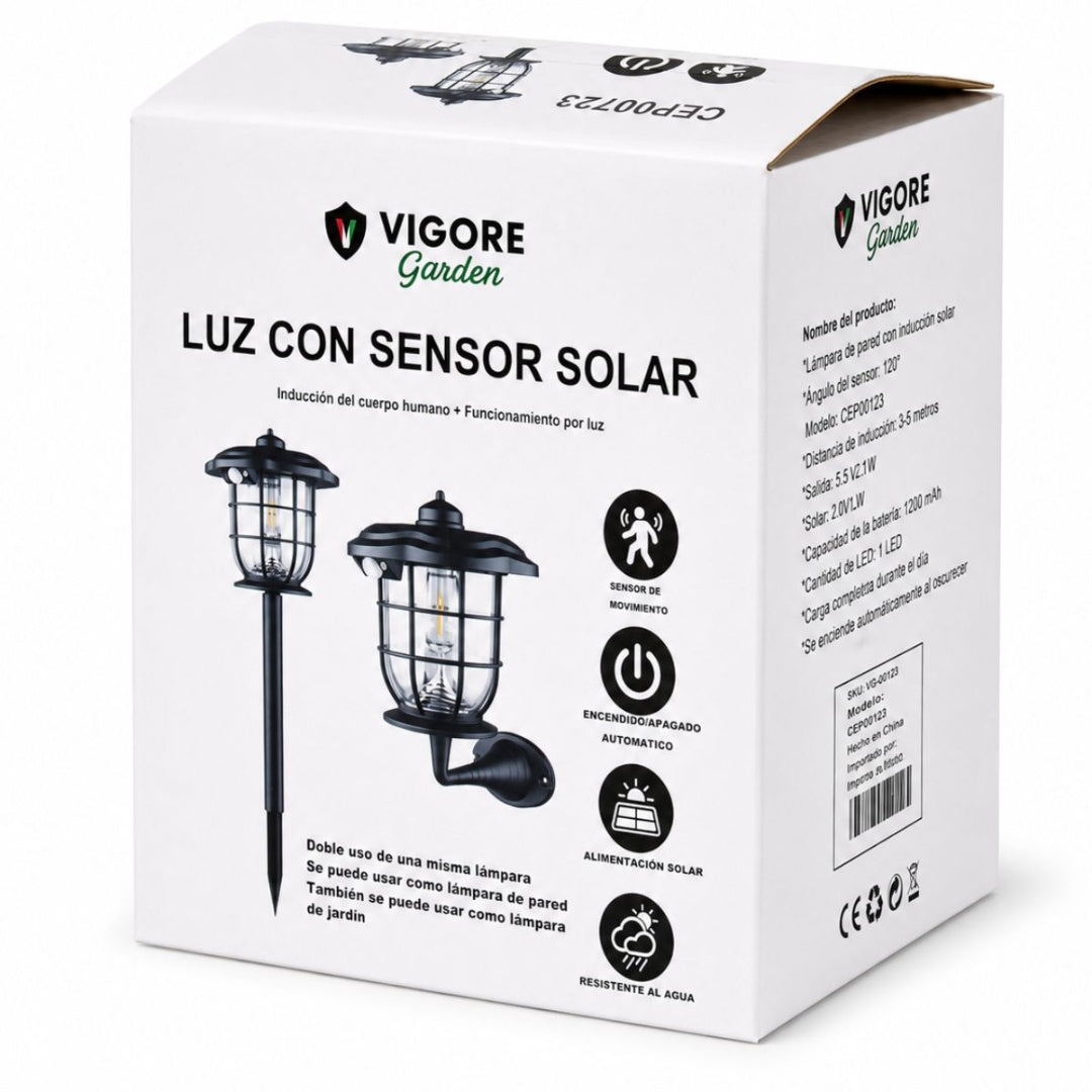 Lámpara solar con sensor de movimiento 17x15cm. Vigore
