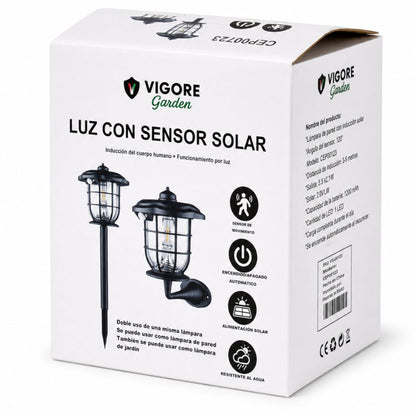 Lámpara solar con sensor de movimiento 17x15cm. Vigore