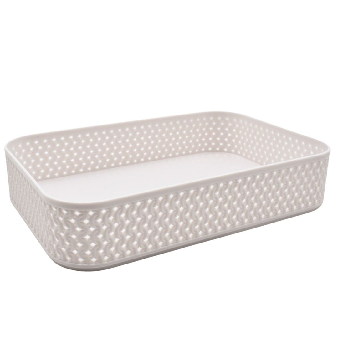 Canasto plástico calado blanco 22x15x4.5cm