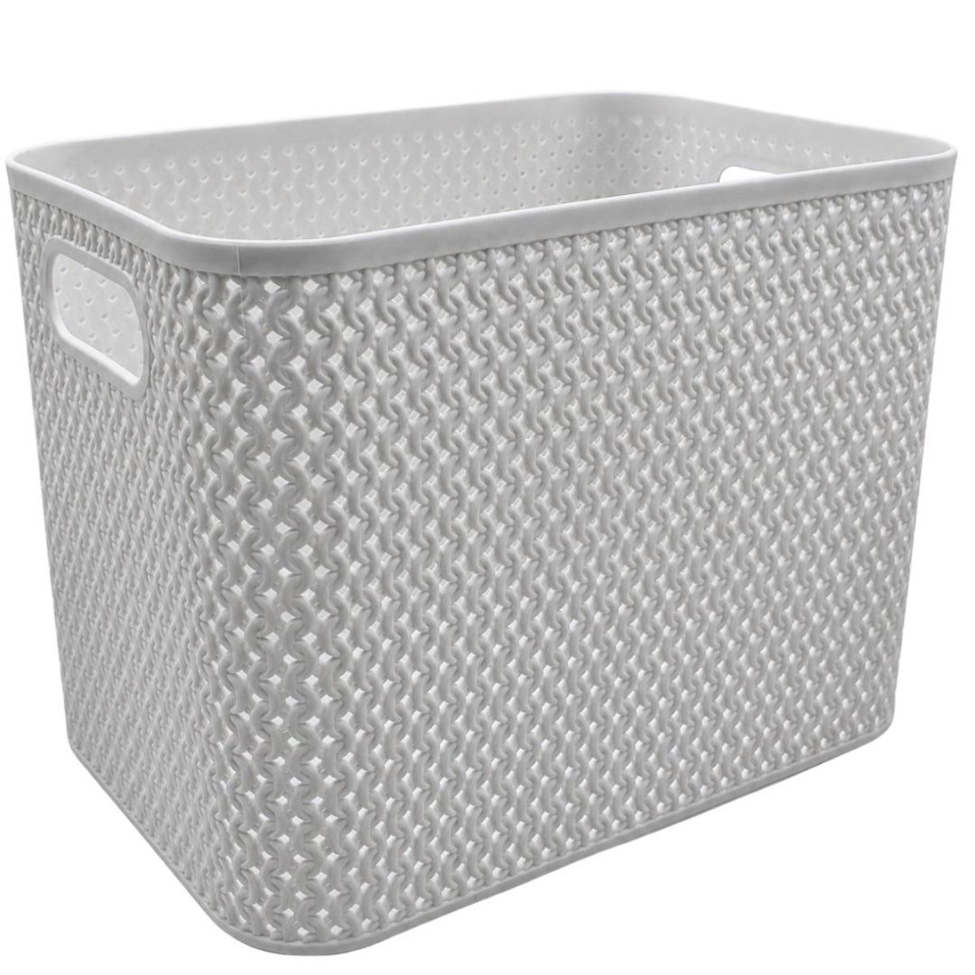 Canasto plástico calado gris 22x15x16.5cm