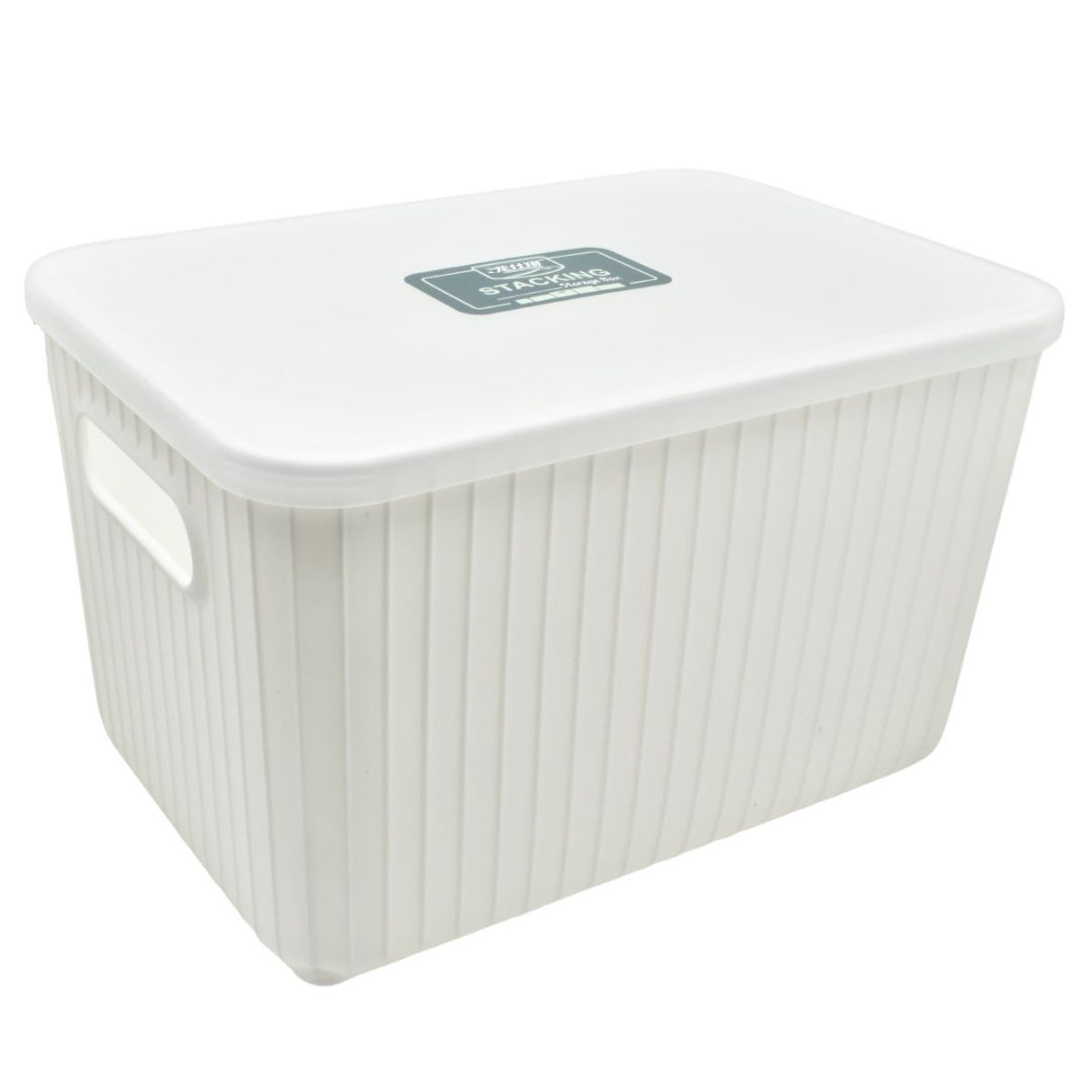 Caja plástica con tapa 26x17.5x16cm. Blanco