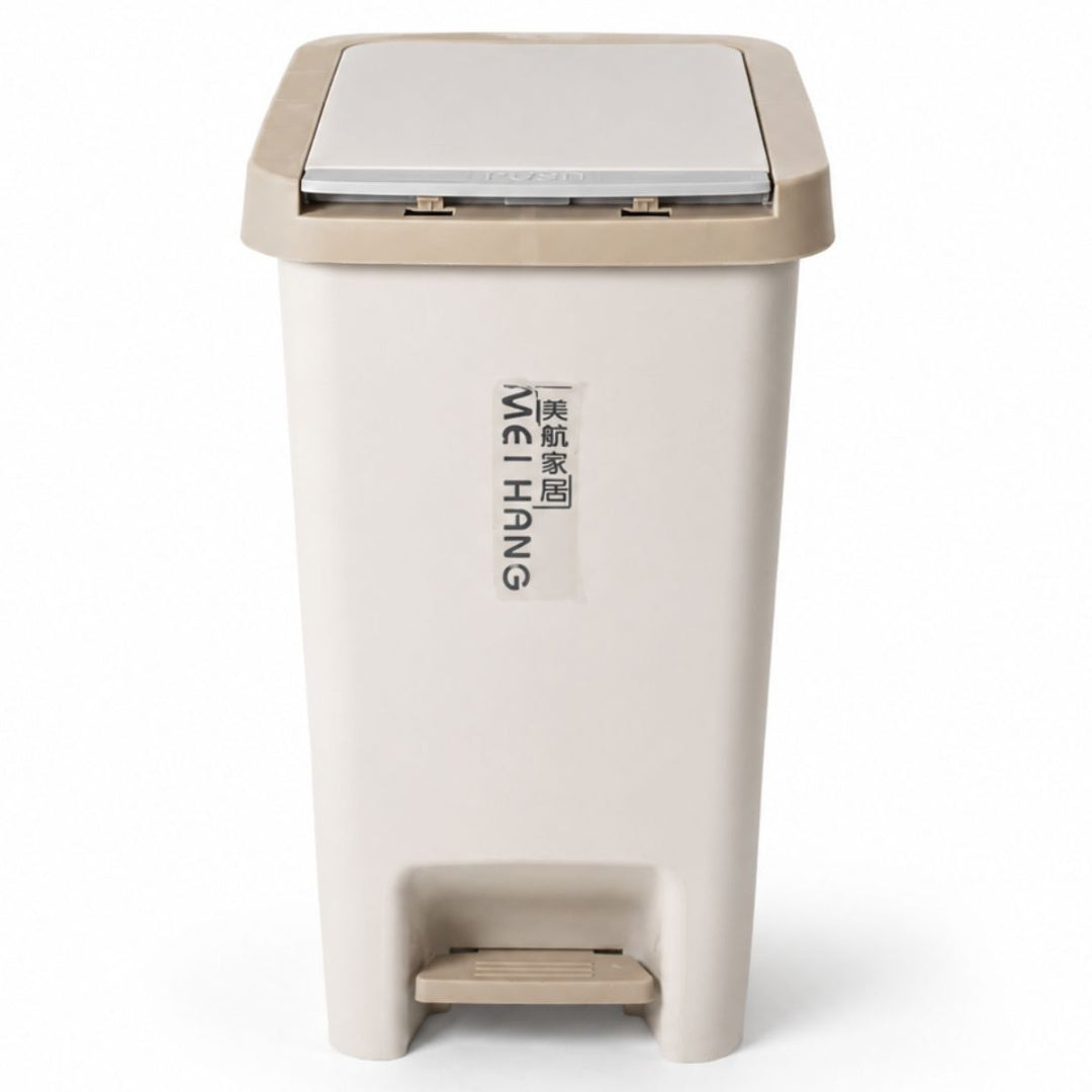 Papelera beige con doble apertura de tapa 15L