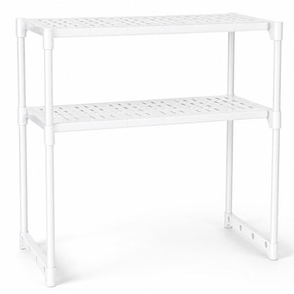 Organizador estante blanco dos niveles para microondas