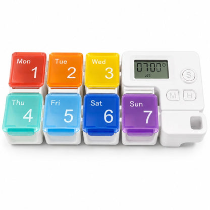 Pastillero semanal con alarma digital