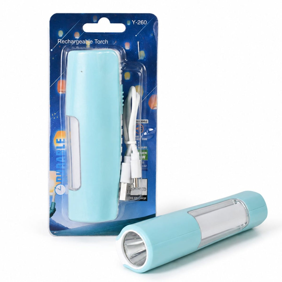 Linterna recargable de bolsillo 11.5cm. Celeste