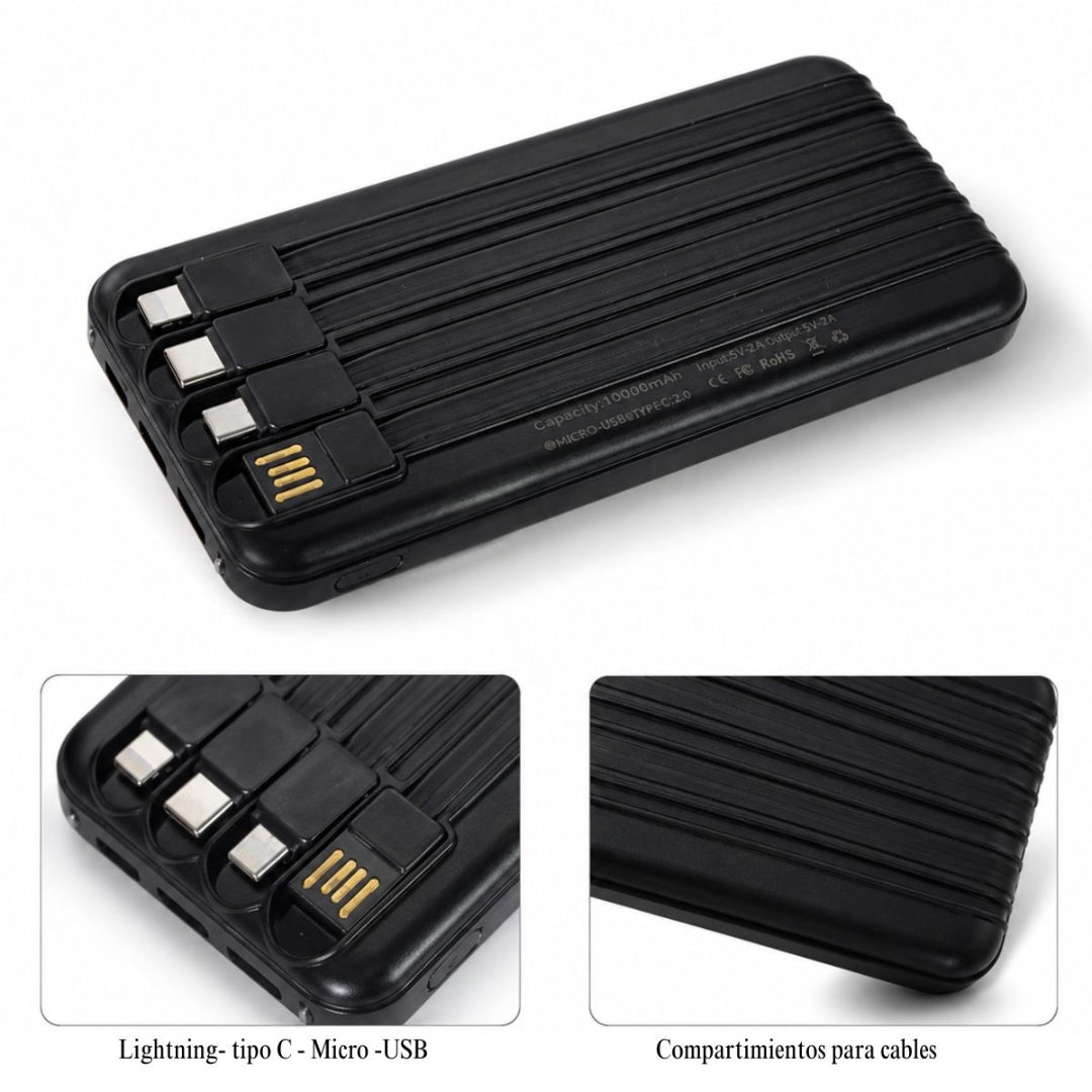 Power Bank 10000 mAh con cables integrados 22.5W