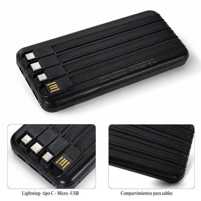 Power Bank 10000 mAh con cables integrados 22.5W