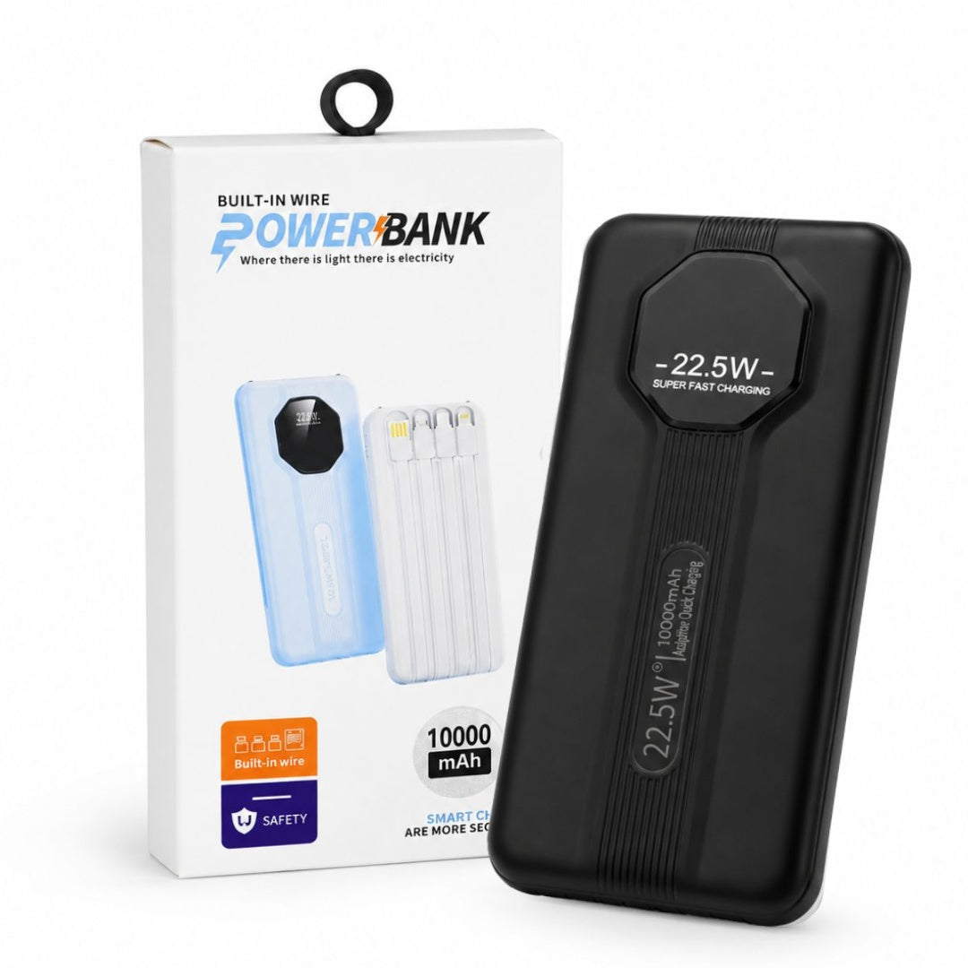 Power Bank 10000 mAh con cables integrados 22.5W