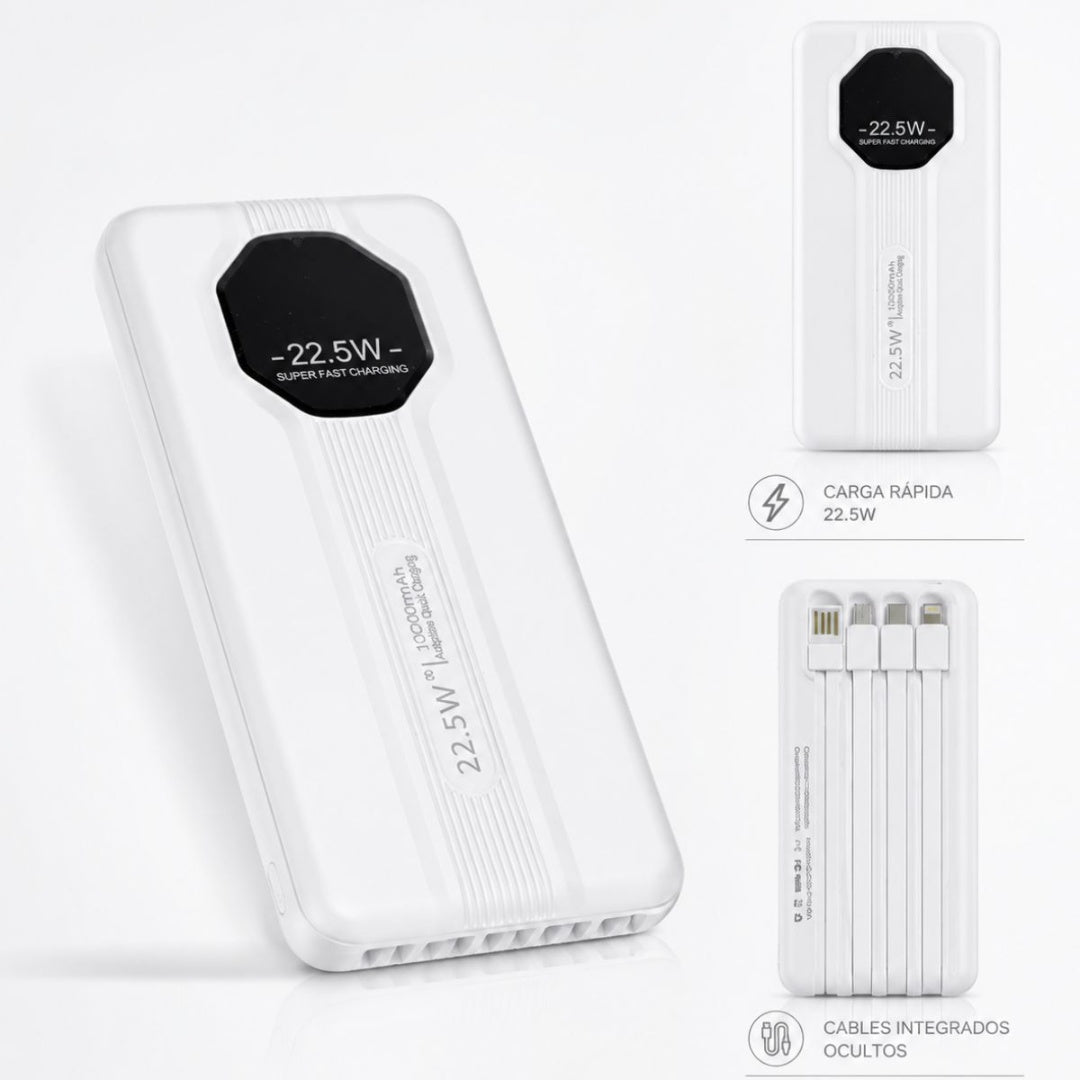 Power Bank 10000 mAh con cables integrados 22.5W