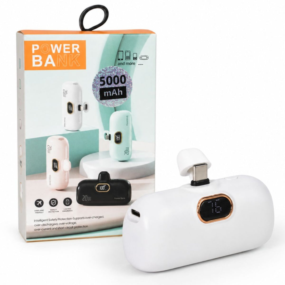 Power Bank portátil 5000 mAh con conector USB-C