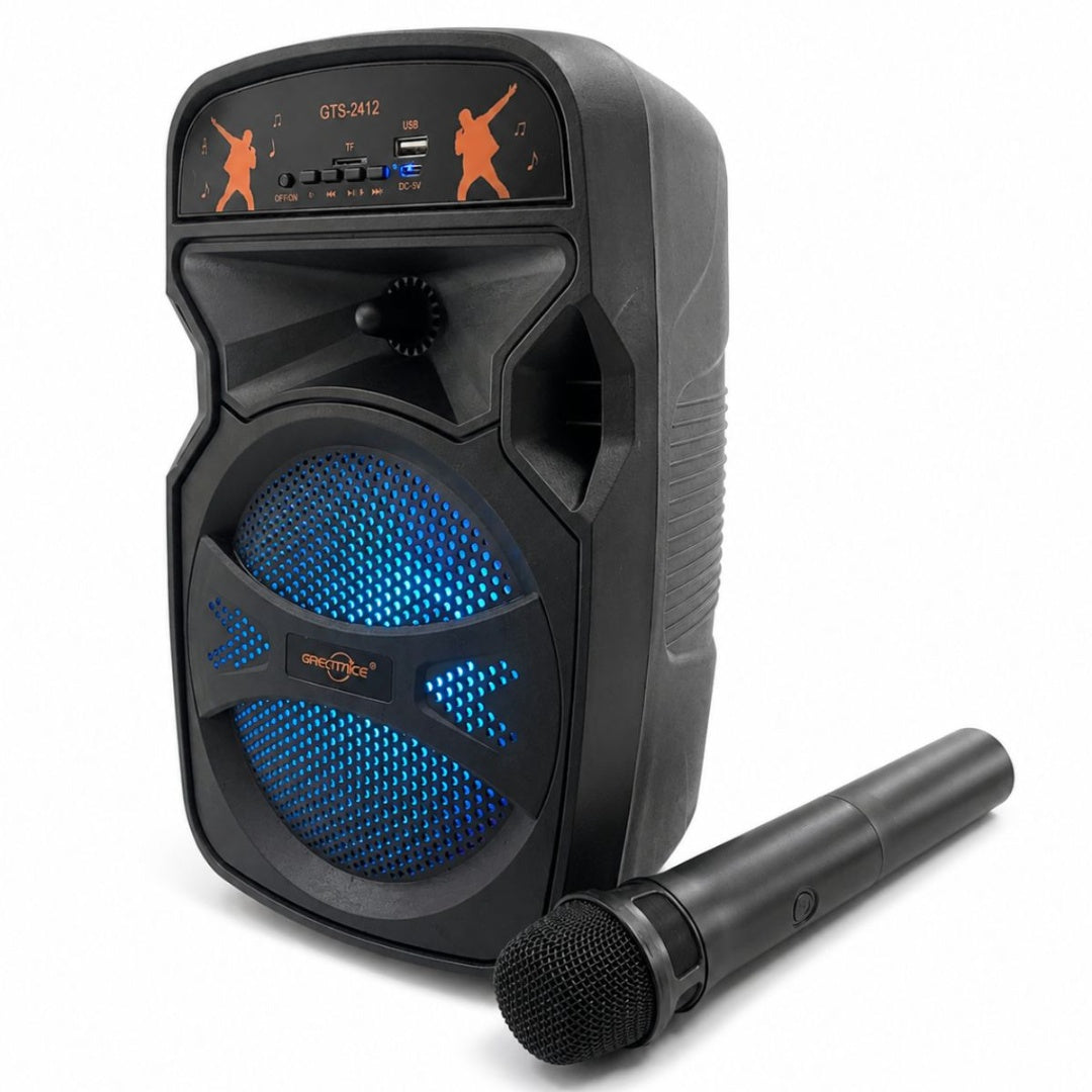 Parlante Bluetooth karaoke con micrófono y luces 1500mAh.