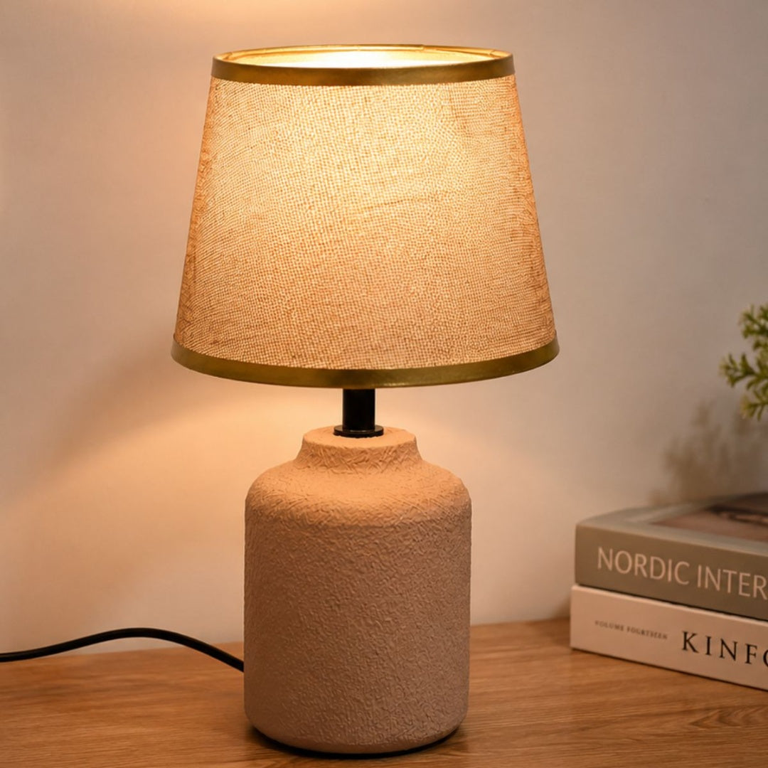 Lámpara de cerámica beige 33cm.