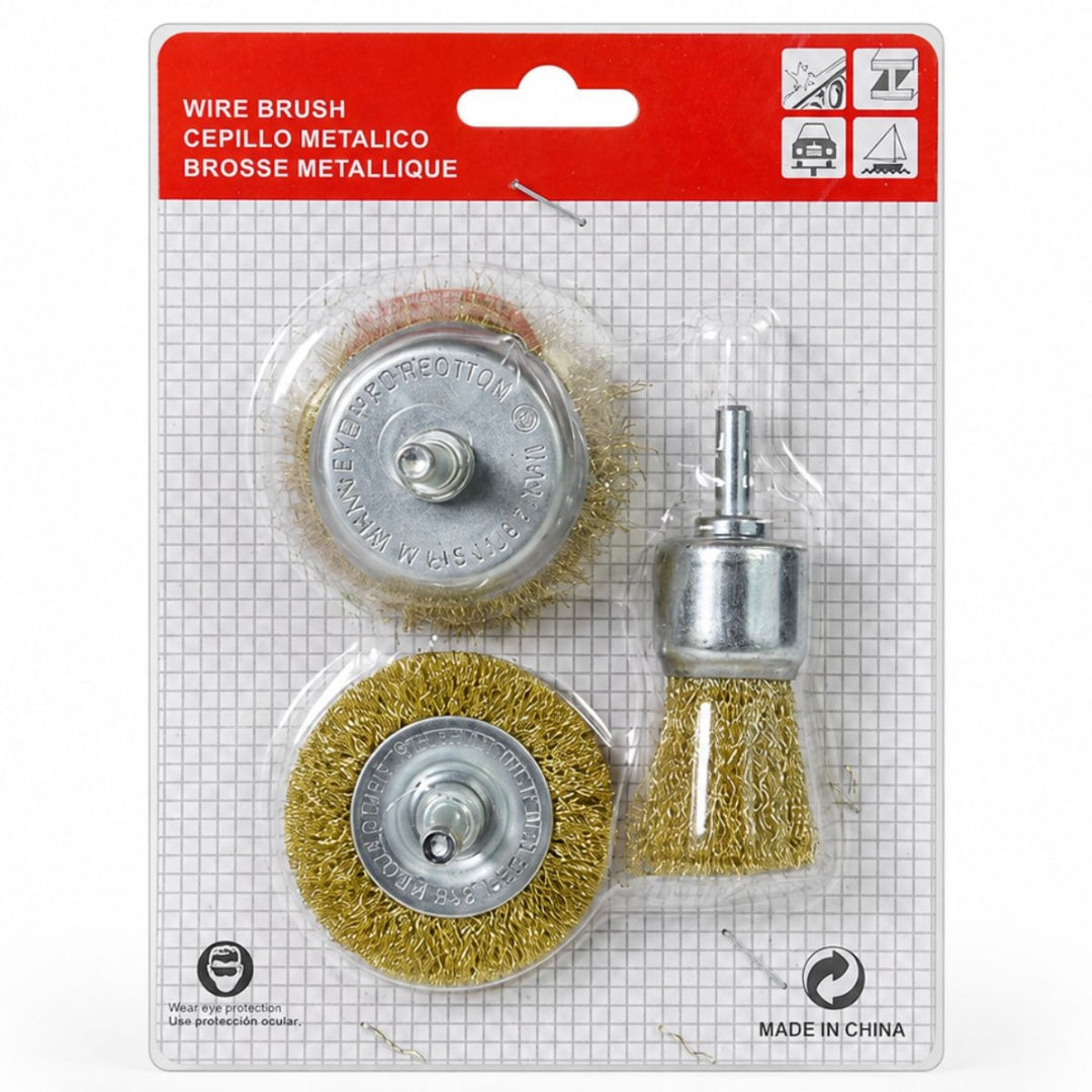 Set de cepillos metálicos para taladro 3pcs
