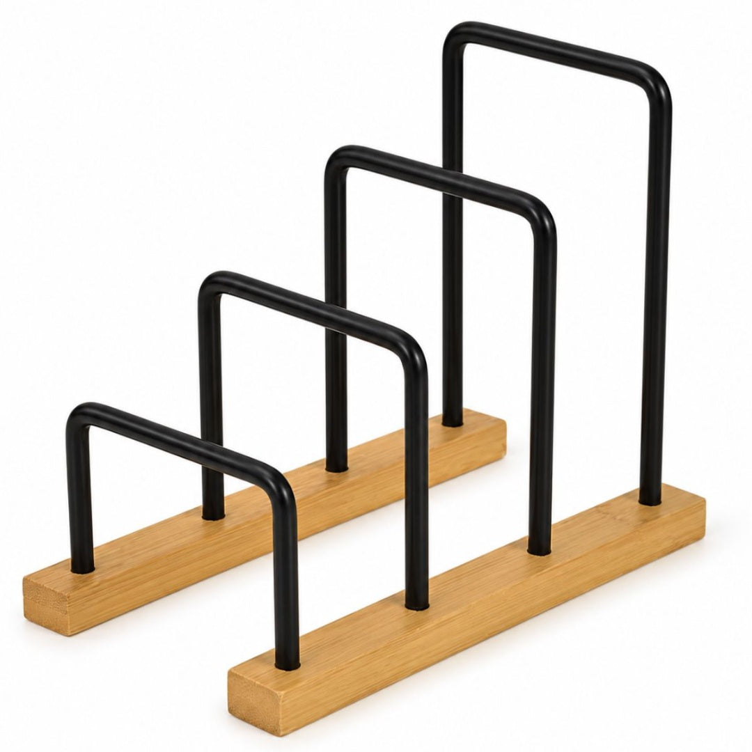 Organizador de acero y bambu para cocina