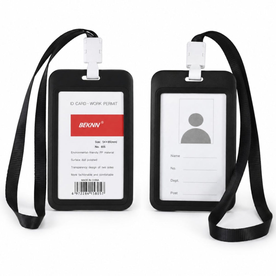 Porta identificación colgante negra