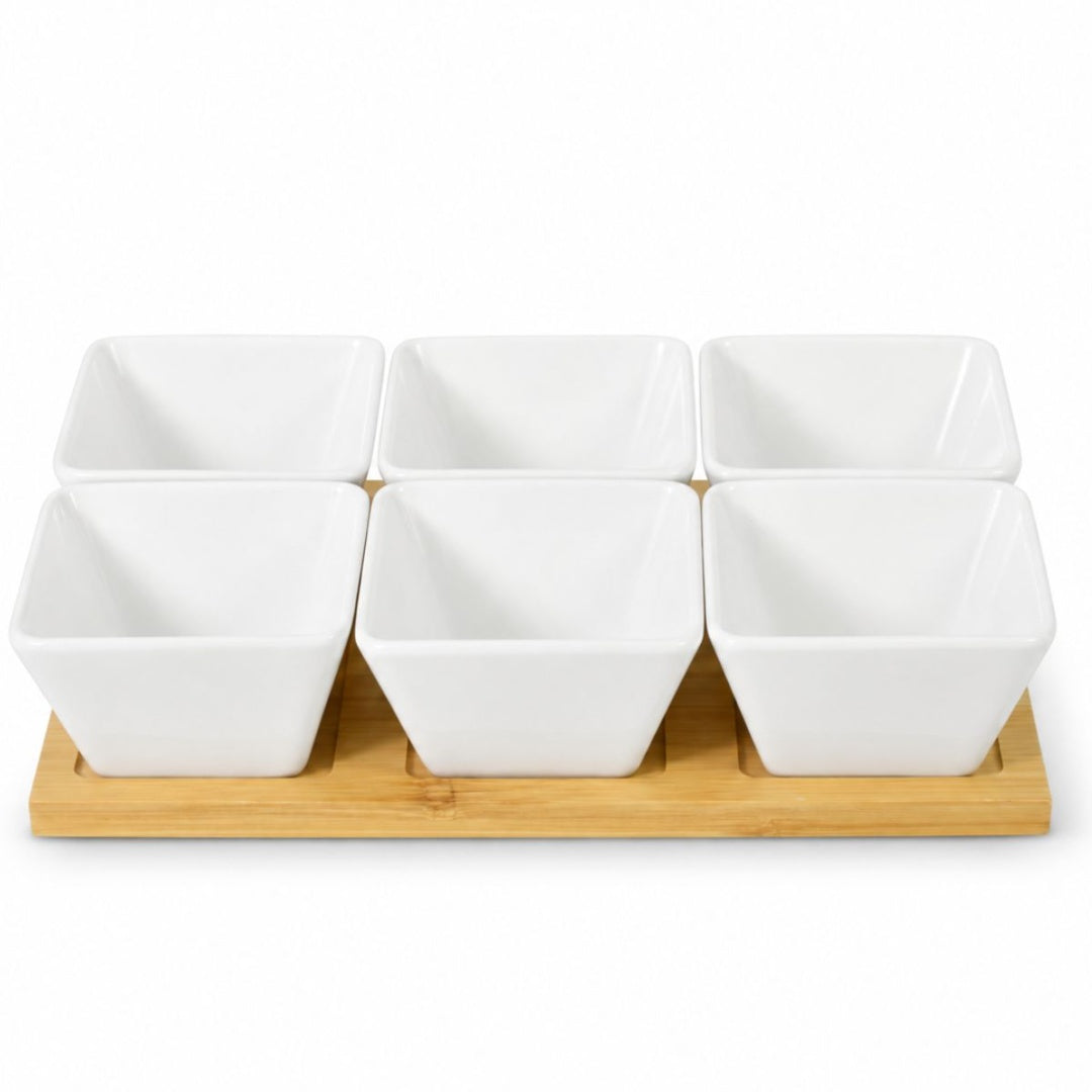 Set de recipientes en base de bambú para picadas