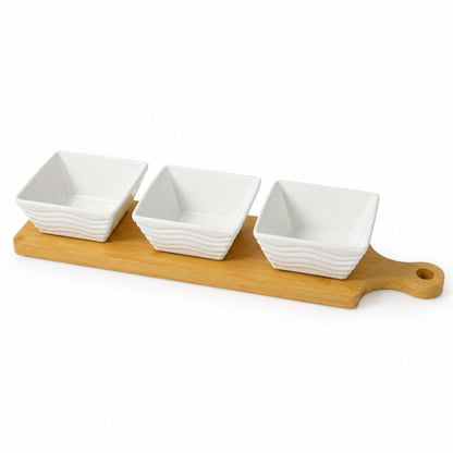 Set de recipientes en base de bambú para picadas