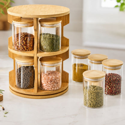 Set de 8 condimenteros con soporte giratorio