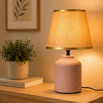 Lámpara de cerámica beige 33cm.
