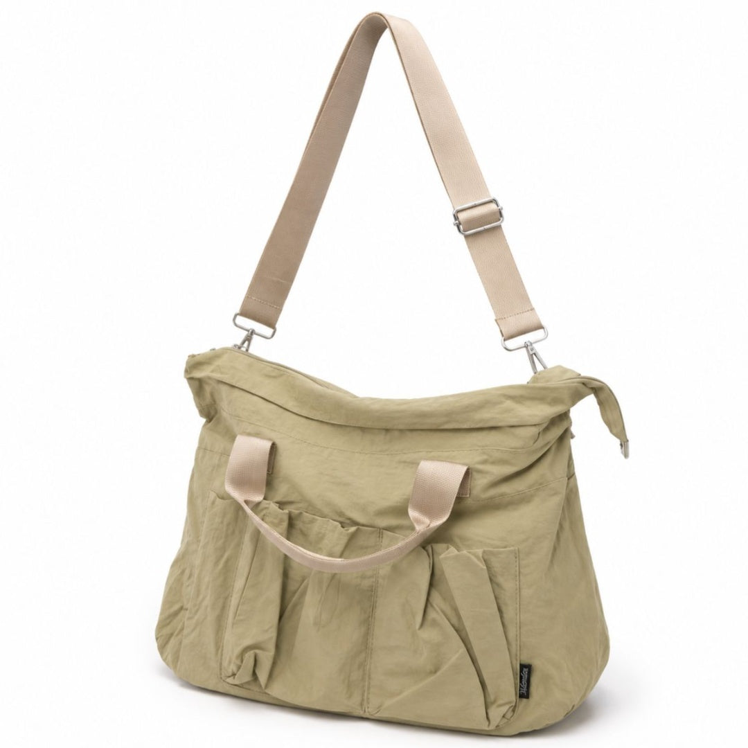 Bolso cartera al hombro beige 38x40x14cm.