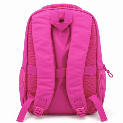 Mochila rosado con múltiples compartimentos