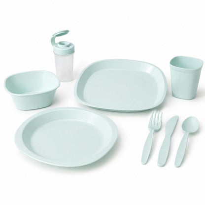 Set de vajilla plástica para camping 54 piezas