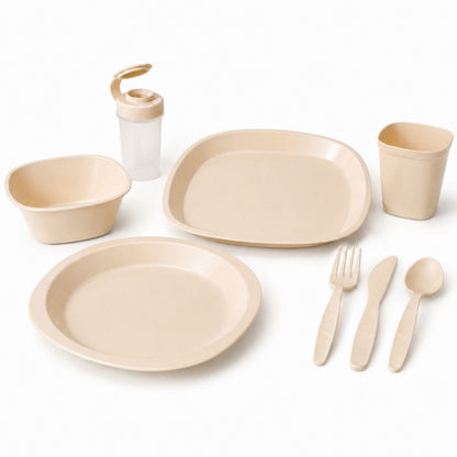 Set de vajilla plástica para camping 54 piezas