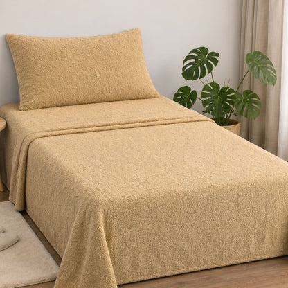 Juego de sábanas polar 1 plaza. Beige