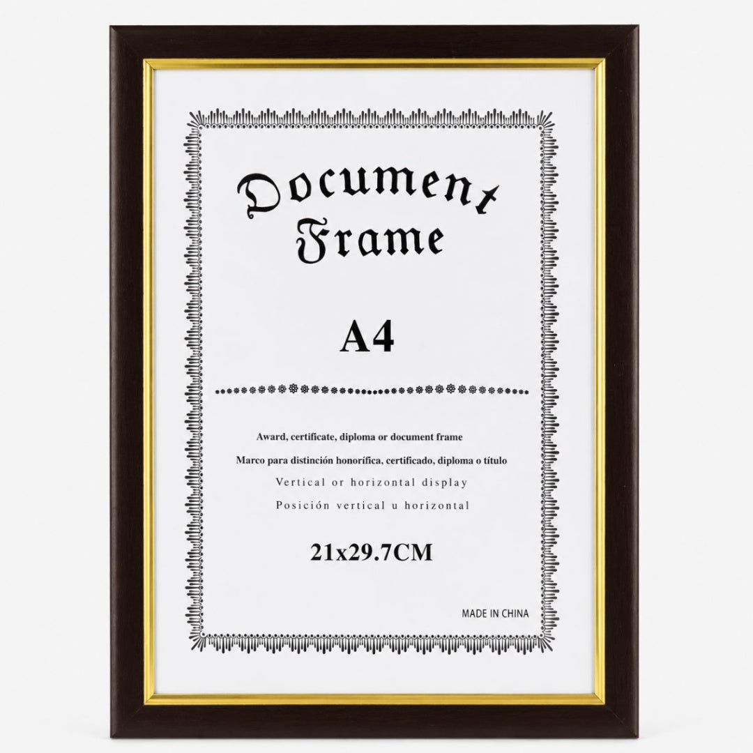 Marco para diploma A4 marrón oscuro con soporte