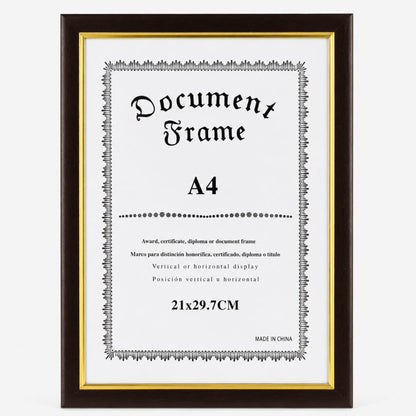 Marco para diploma A4 marrón oscuro con soporte