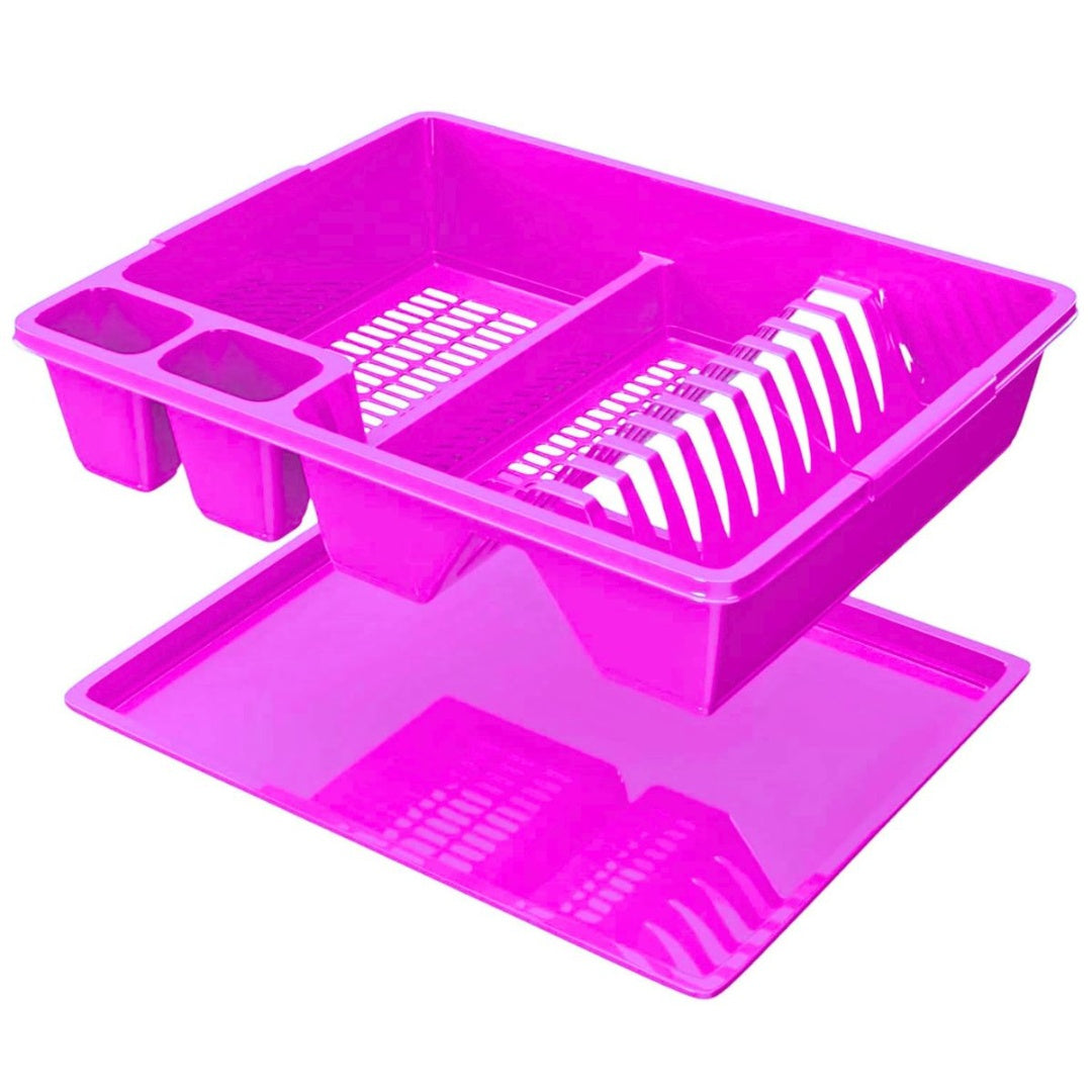 Escurridor secaplatos de plástico 45 x 37 x 8 cm. Fucsia