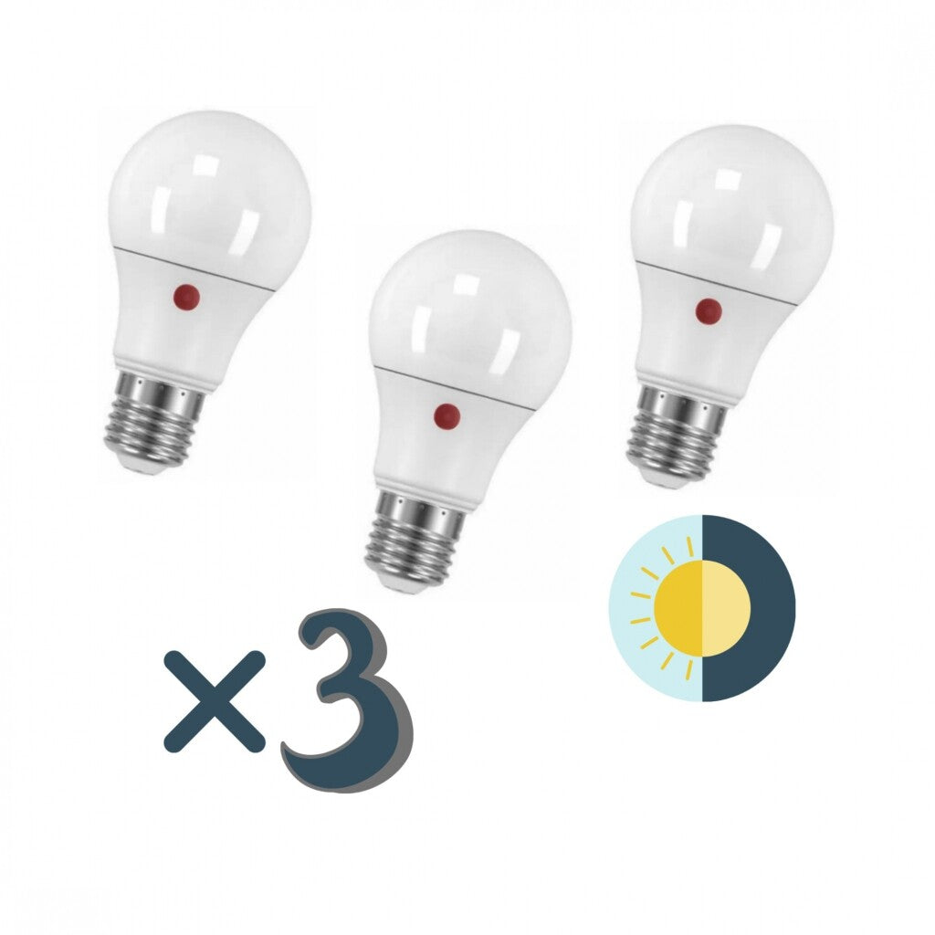 Pack x3 pcs - Lámpara led con Fotocélula 9W E27