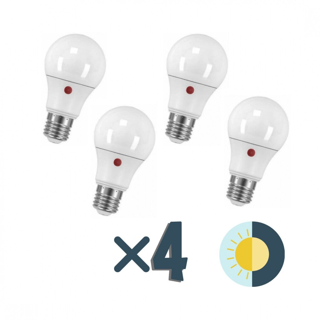 Pack x4 pcs - Lámpara led con Fotocélula 9W E27