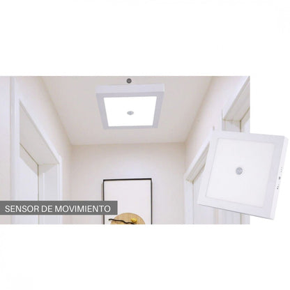 Panel led 18w con sensor de movimiento, cuadrado