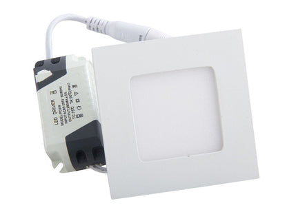 Panel LED 3W, de embutir, empotrar, cuadrado BLANCO