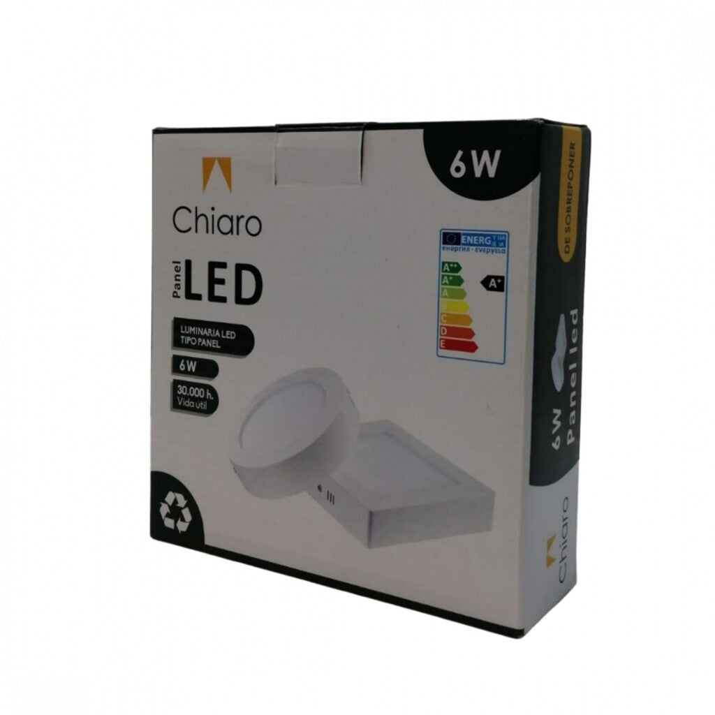 Panel LED 6W, de adosar, aplicar cuadrado BLANCO