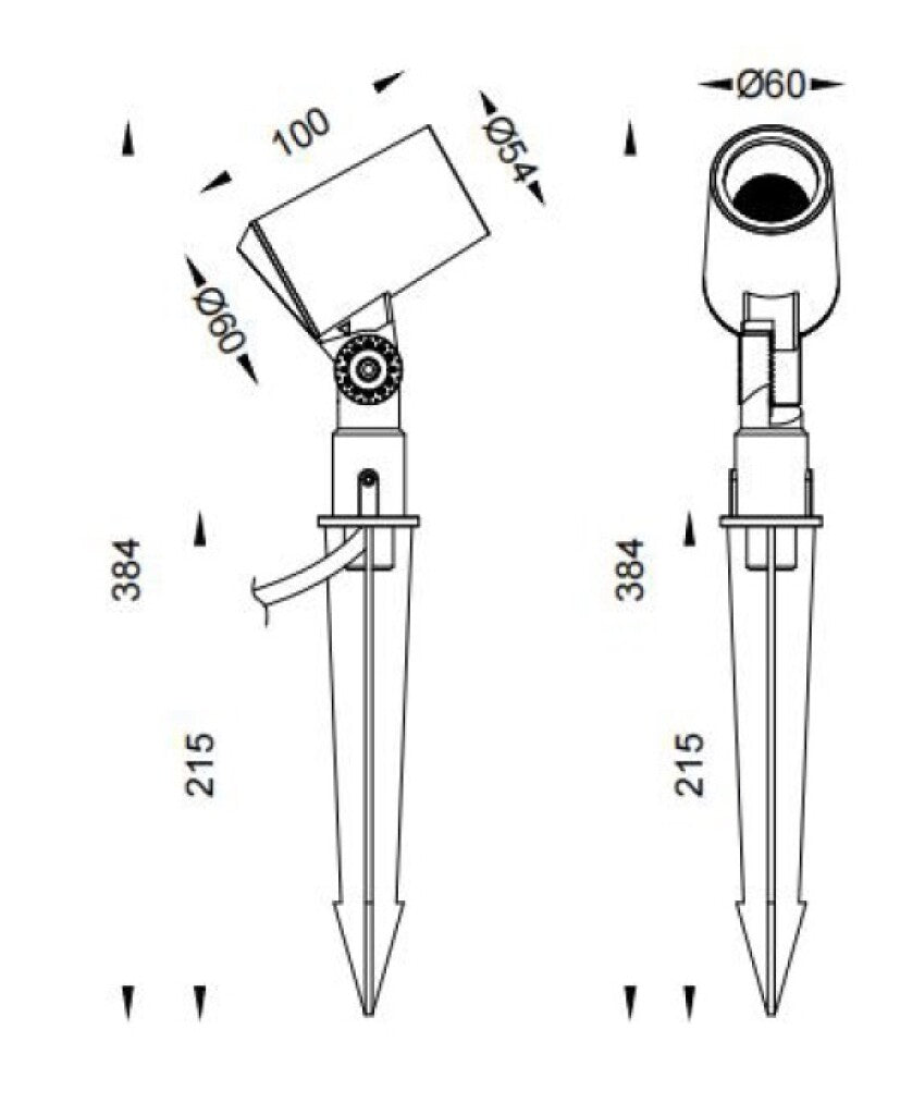 Pincho led 10W Aluminio negro IP65 24 volt 60º