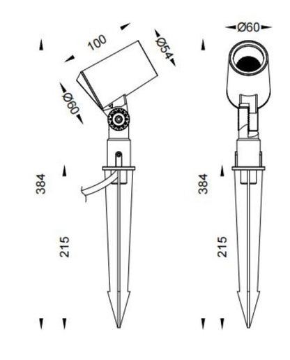 Pincho led 10W Aluminio negro IP65 24 volt 60º