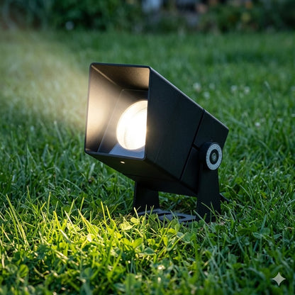 Pincho led 9w Aluminio negro IP66 24 volt con visera antideslumbramiento