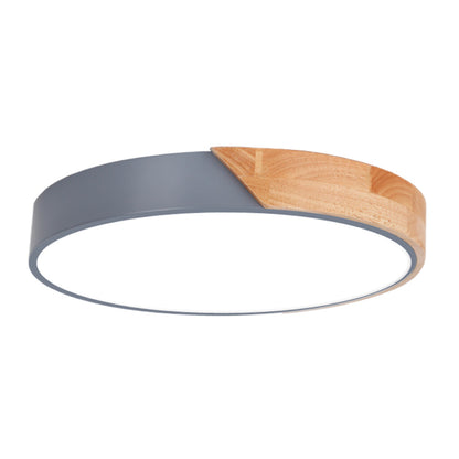 Plafón led circular de madera y aluminio gris mate