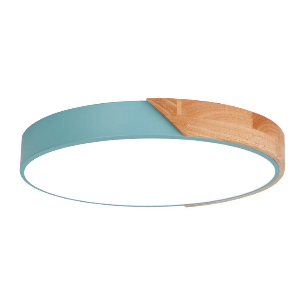 Plafón Led circular en madera y aluminio 30cm