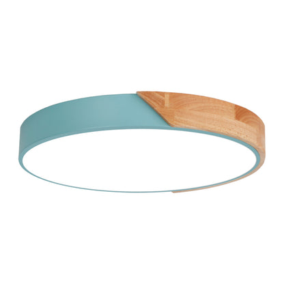 Plafón Led circular en madera y aluminio 30cm