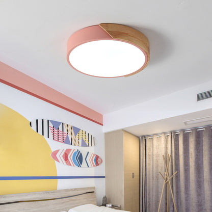 Plafón Led circular en madera y aluminio 30cm