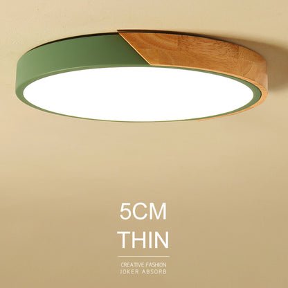 Plafón Led circular en madera y aluminio 30cm