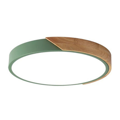 Plafón Led circular en madera y aluminio 30cm