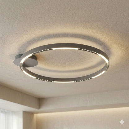Plafón LED Diseño anillo multi luz negro, Dimerizable 32W 60CM