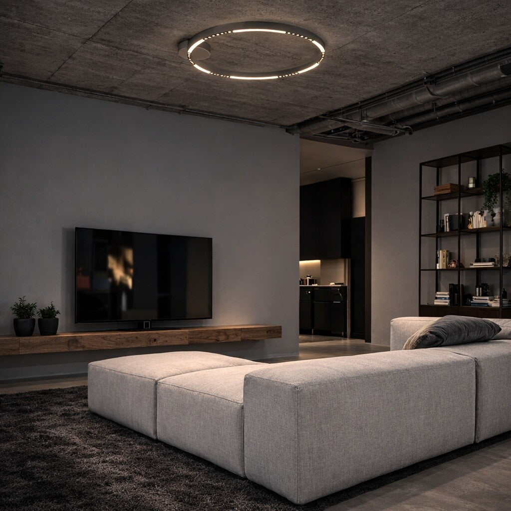 Plafón LED Diseño anillo multi luz negro, Dimerizable 32W 60CM