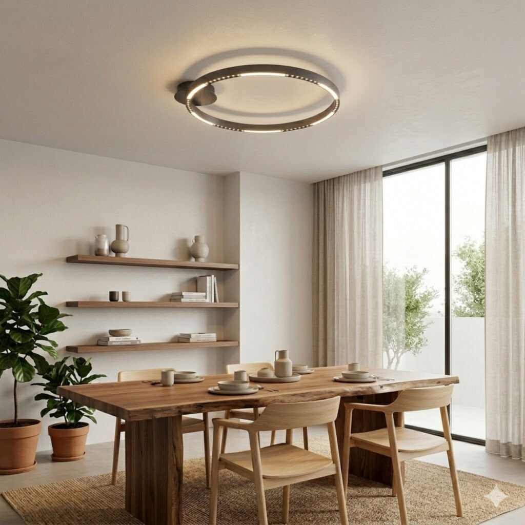 Plafón LED Diseño anillo multi luz negro, Dimerizable 32W 60CM